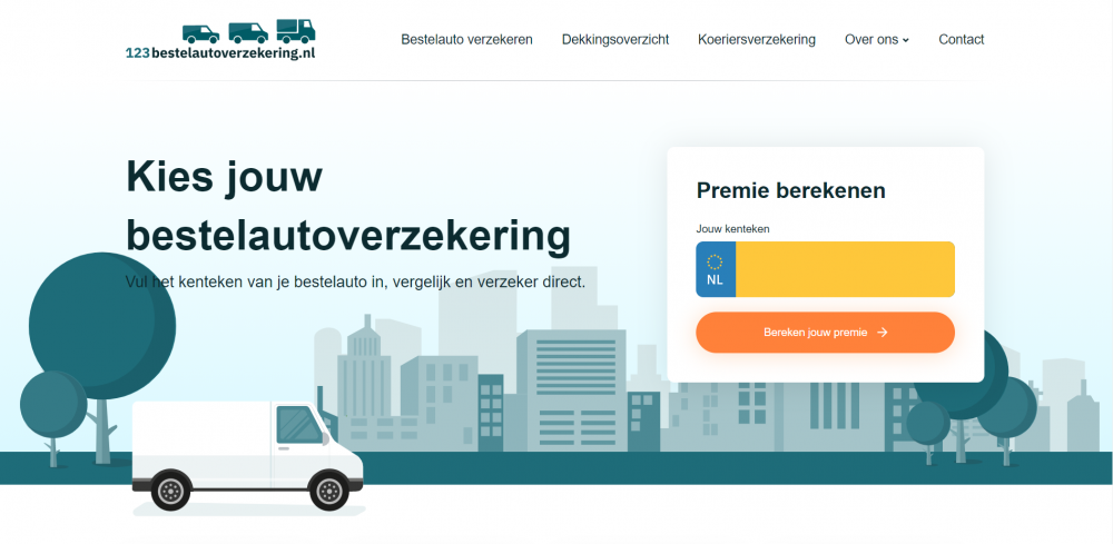 Screenshot van de eerste stap van de aanvraagstraat van 123bestelautoverzekering.nl