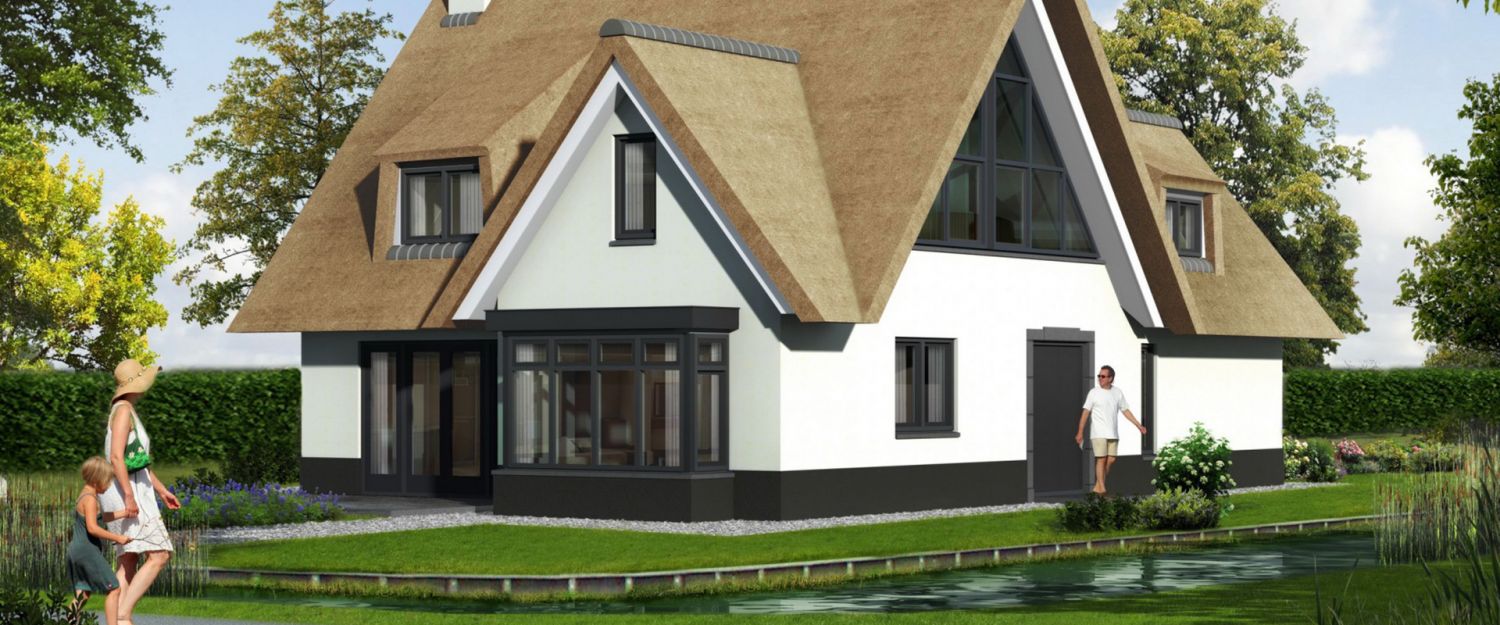 Ontwerp van een moderne landelijke woning met rieten dak van Brand Architecten