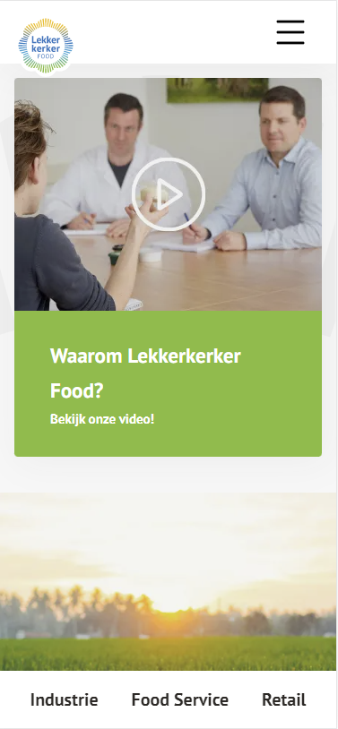 screenshot van de mobiele versie van lekkerkerker.nl